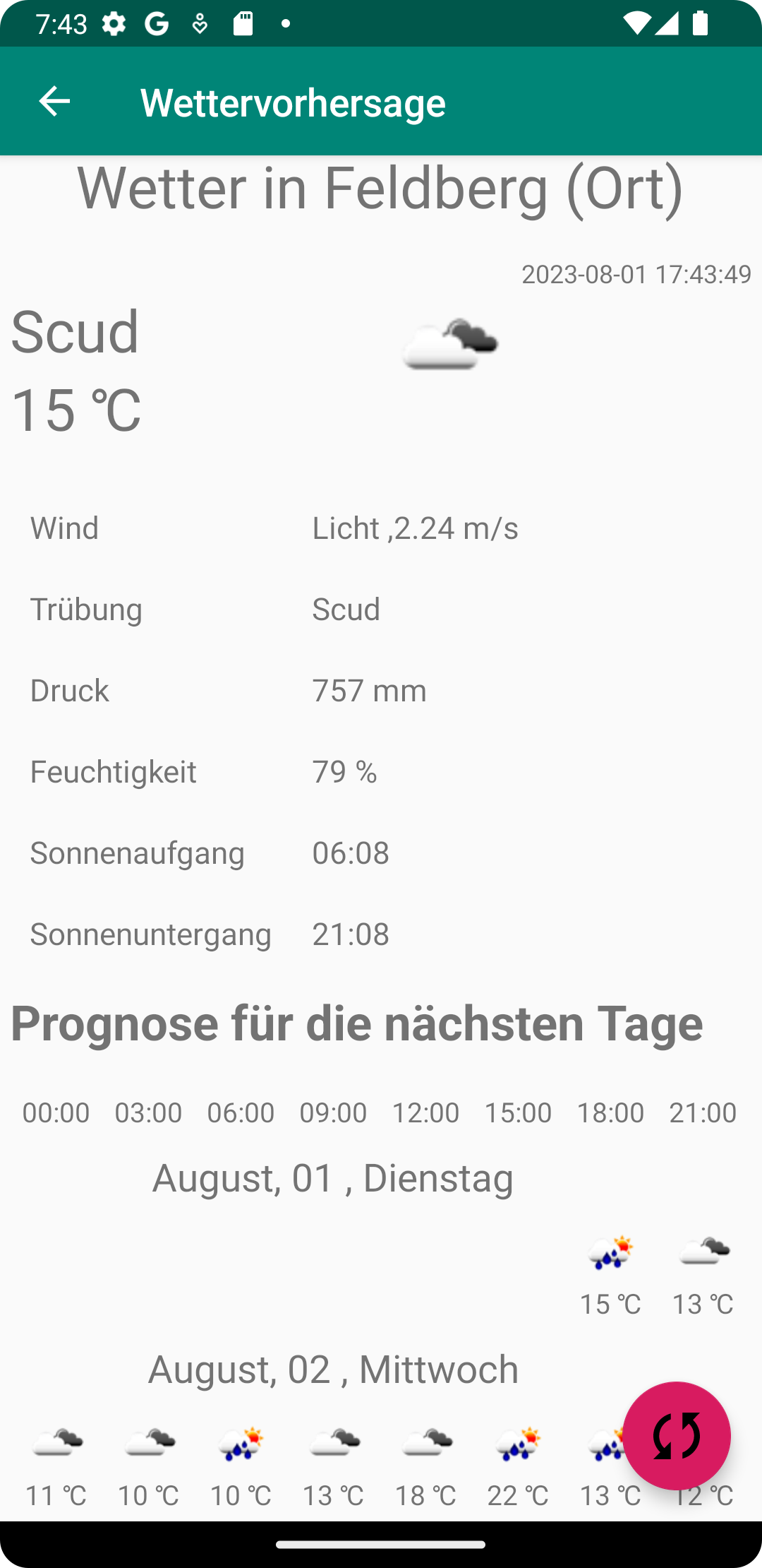 Wettervorhersage für die Berge