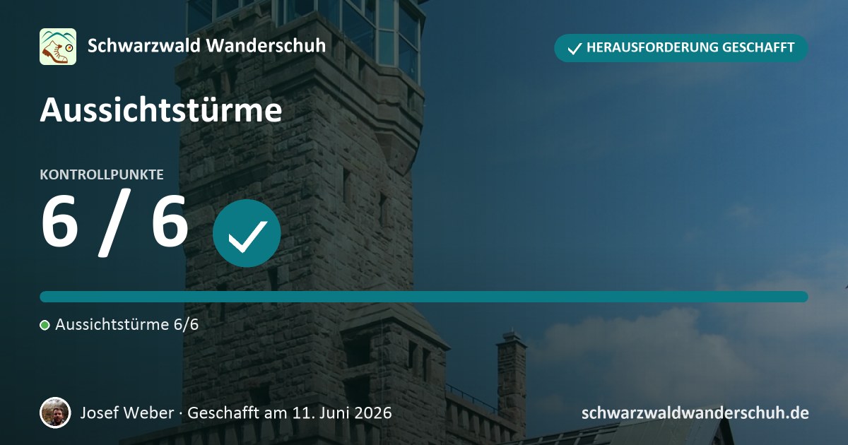 Josef Weber bei der Herausforderung „Aussichtstürme“